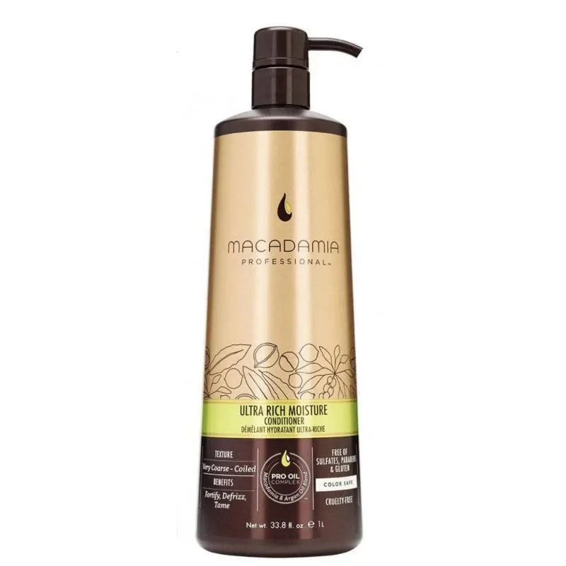 Macadamia Ultra Rich Moisture Après-Shampooing Hydratant 1L – Soin Intense Cheveux Très Secs & Frisés