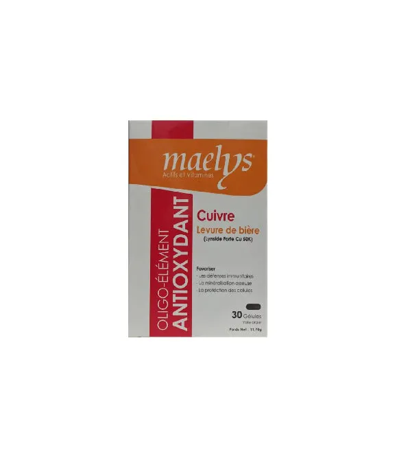 Maelys Cuivre Levure de biére 30 gélules