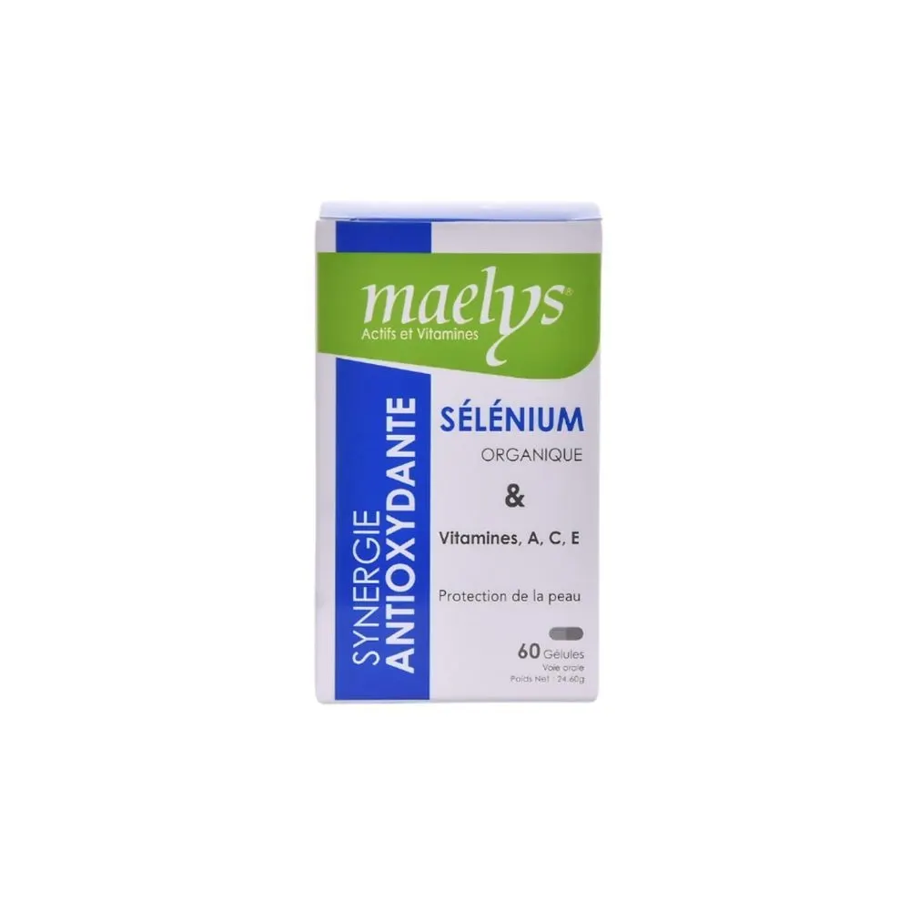 Maelys Sélénium Organique Vitamines A, C & E – 60 Gélules = OXYSKIN Éclat du Jour SPF50 Offert