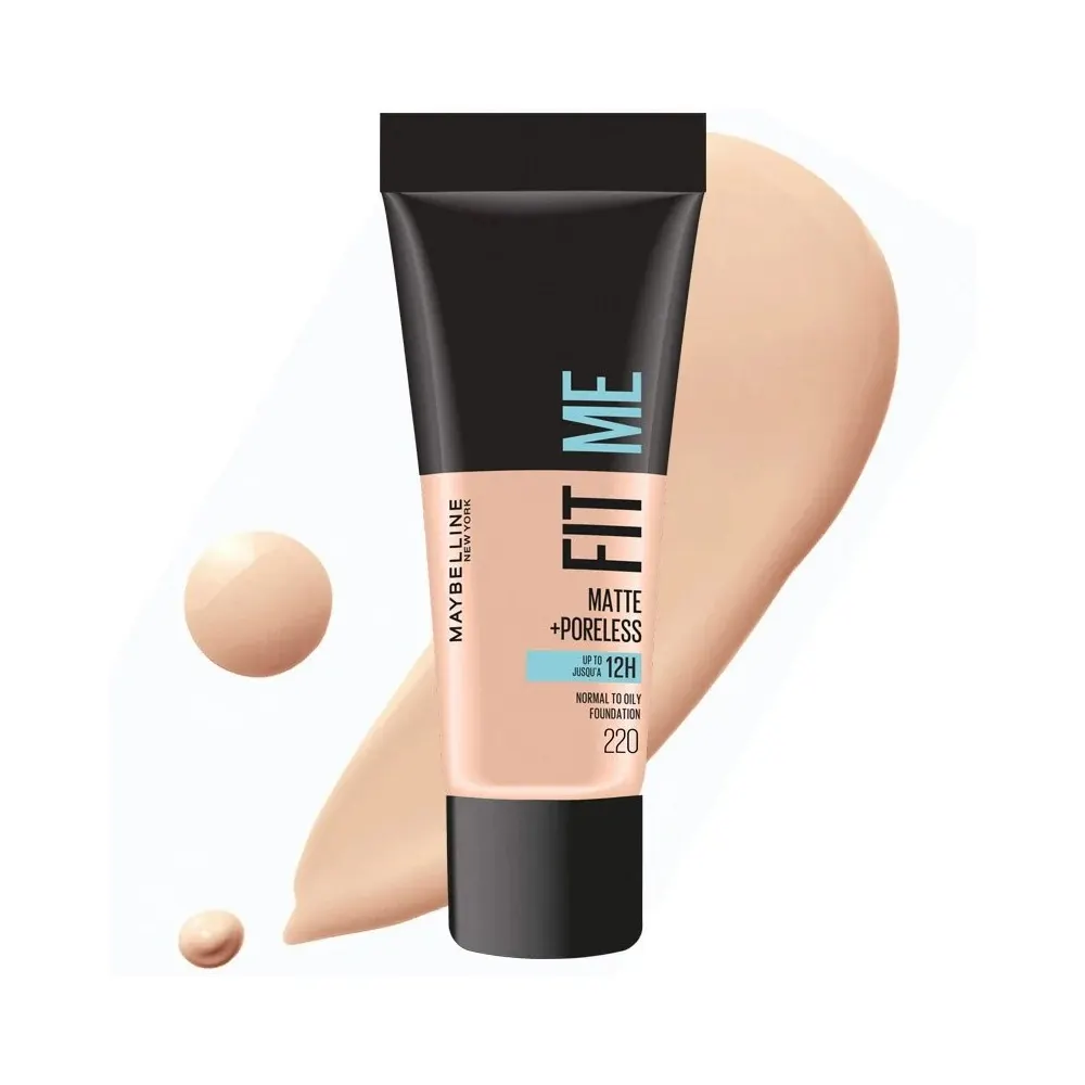 Maybelline Fit Me كريم أساس سائل Matte + Poreless 30 مل 220 Naturel Beige