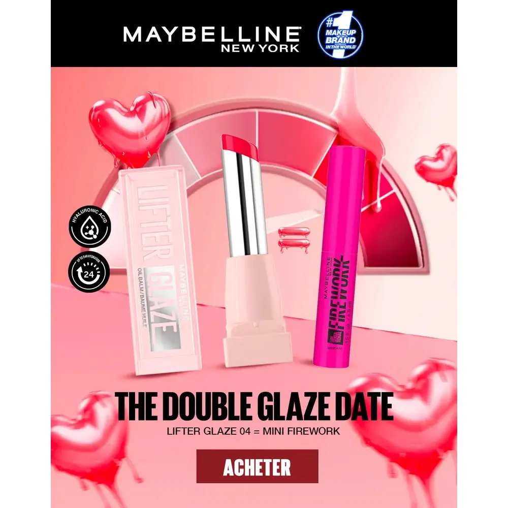 Maybelline New York LIFTER GLAZE Baume Huile Hydratant 004 CHERRY SWIR = Mini Mascara Firework OFFERTE