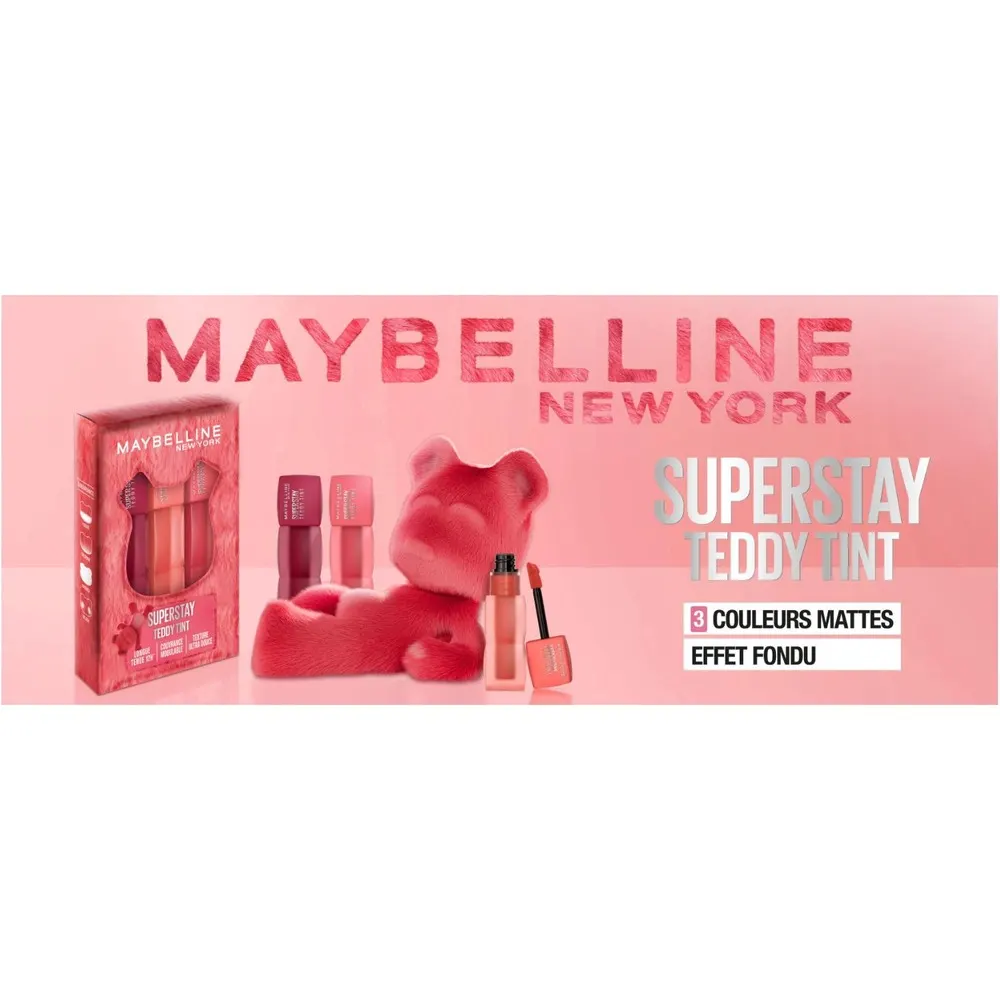 MAYBELLINE NEW YORK SUPERSTAY TEDDY TINT BLUSH À LÈVRES – PACK DE 3 TEINTES 25,40,55
