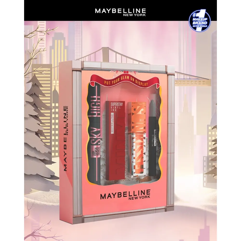 Maybelline Coffret Put Your Glam On Display - Vinyl Ink 30 + Cosmic Black + Highlighter NU 22 + Mini Gel liner