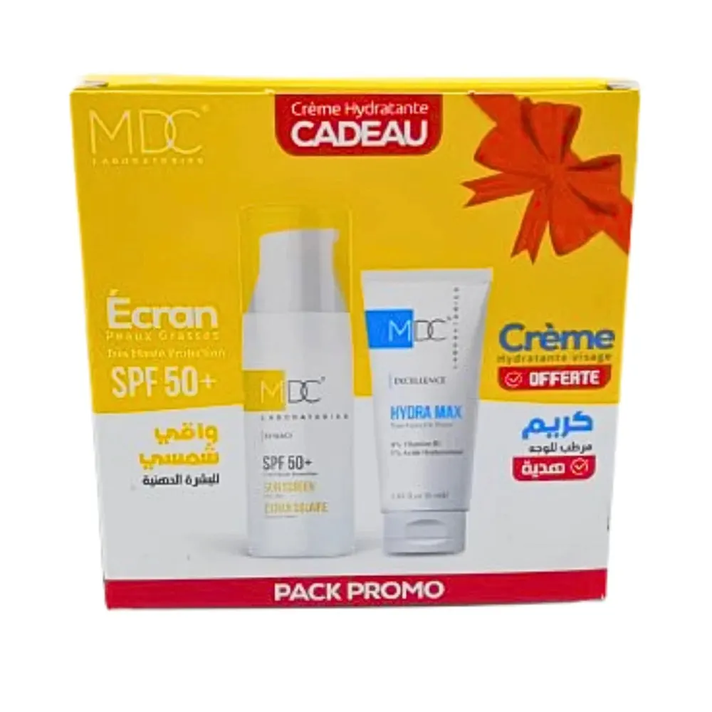 MDC باقة واقي شمس للبشرة الدهنية SPF50+ 50 مل = كريم Hydra Max هدية