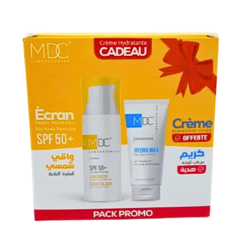 MDC باقة واقي شمس للبشرة العادية إلى المختلطة SPF50+ 50 مل = كريم Hydra Max هدية
