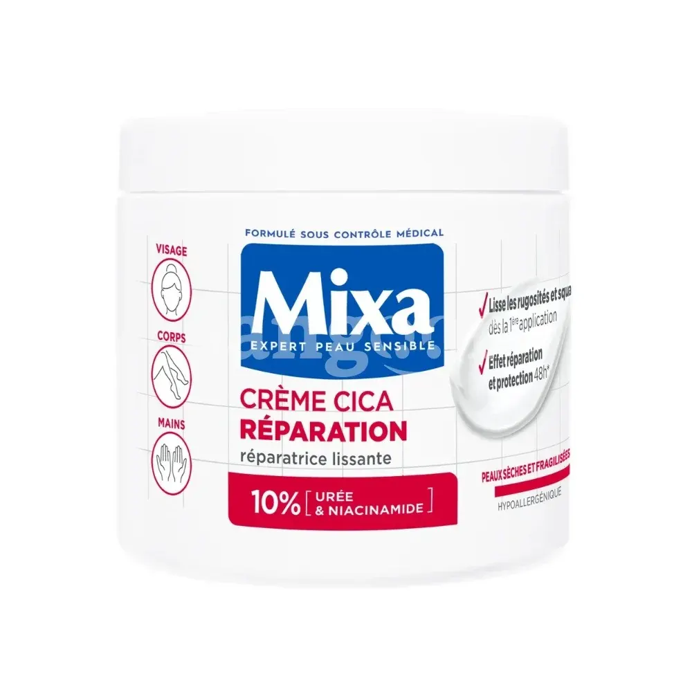 Mixa Crème Cica Réparation 400ml + Baume Cica Réparateur 50ml + Crème Cica Mains = Trousse Offerte