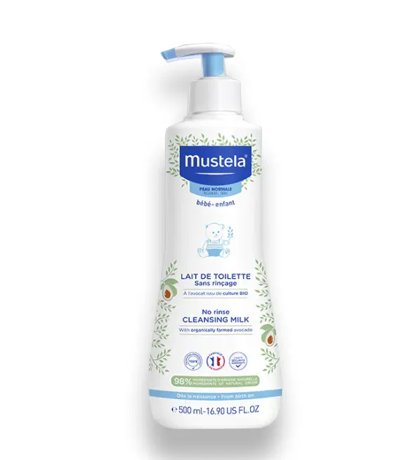 Mustela حليب تنظيف للرضع بدون شطف – 500 مل