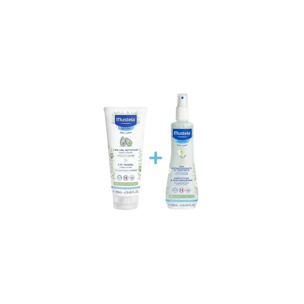MUSTELA PACK GEL NETTOYANT 2 EN 1 200 ML + EAU RAFRAÎCHISSANTE 200 ML
