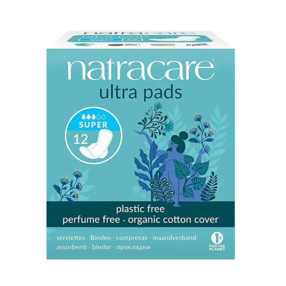 Natracare فوط صحية Ultra Super + Wings 12 وحدة