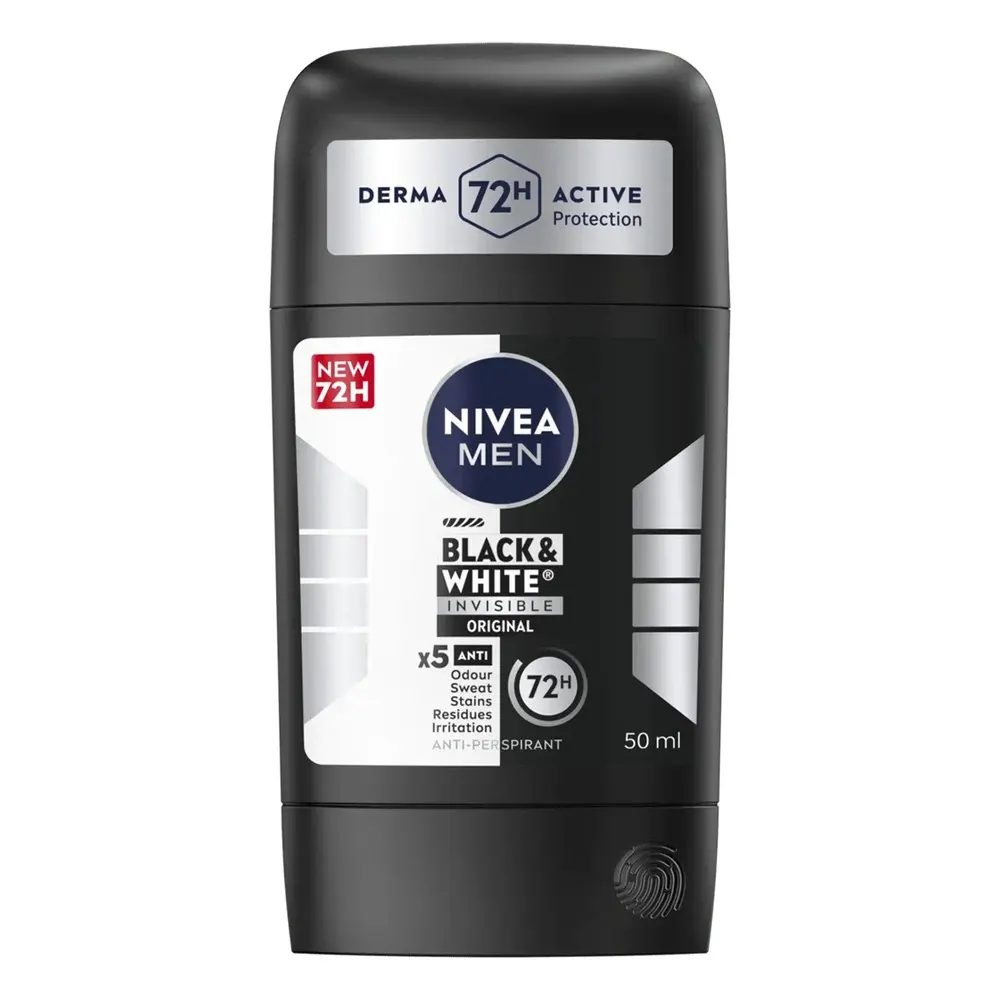 NIVEA DEODORANT BLACK & WHITE INVISIBLE CLEAR ANTI-PERSPIRANT STICK 72H