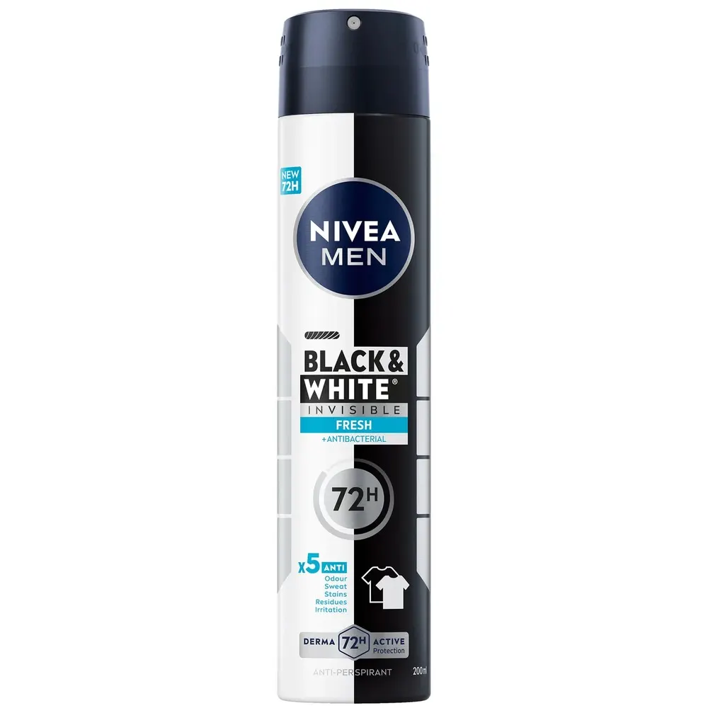 Nivea مزيل عرق بخاخ Black & White Clear 72 ساعة 200 مل