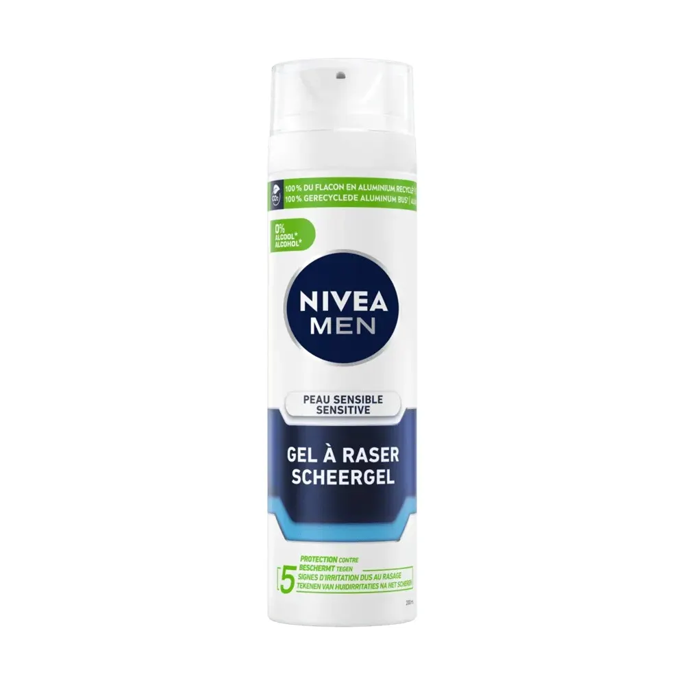 NIVEA MEN Gel à Raser Peaux Sensibles 200ml – Rasage Doux & Protection Anti-Irritation