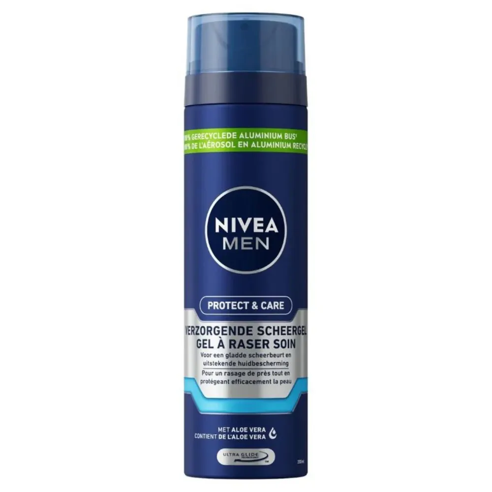 NIVEA MEN جل حلاقة Protect & Care 200 مل – حلاقة لطيفة ودقيقة ومرطبة