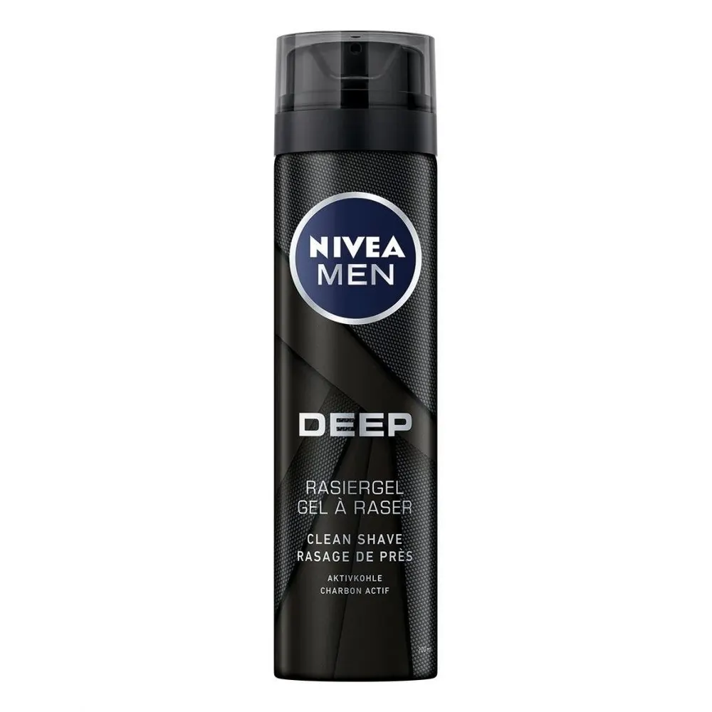 NIVEA MEN Mousse à Raser Deep 200ml – Purifiante au Charbon Noir pour un Rasage Précis