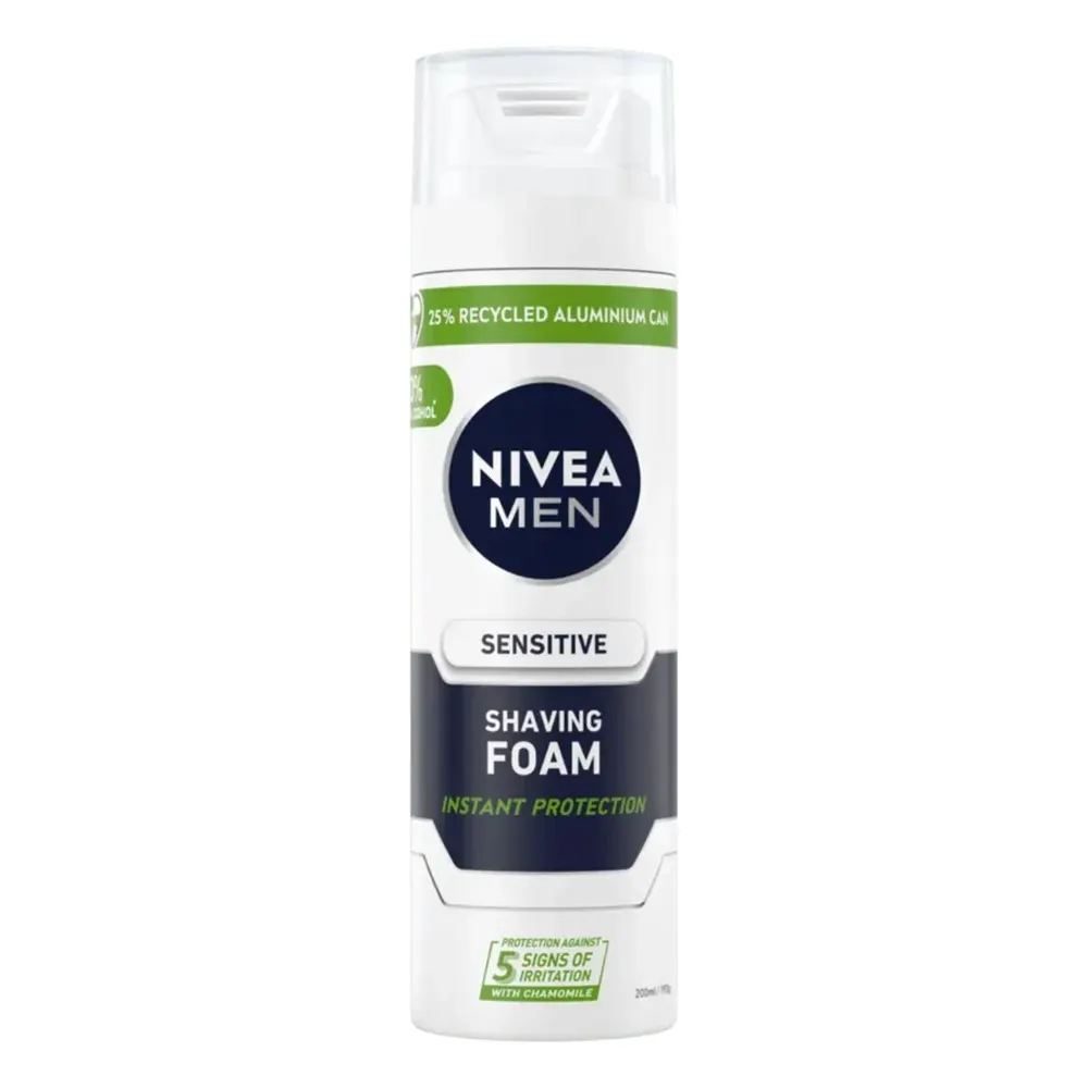NIVEA MEN Sensitive رغوة حلاقة 200 مل – حلاقة لطيفة وحماية للبشرة الحساسة