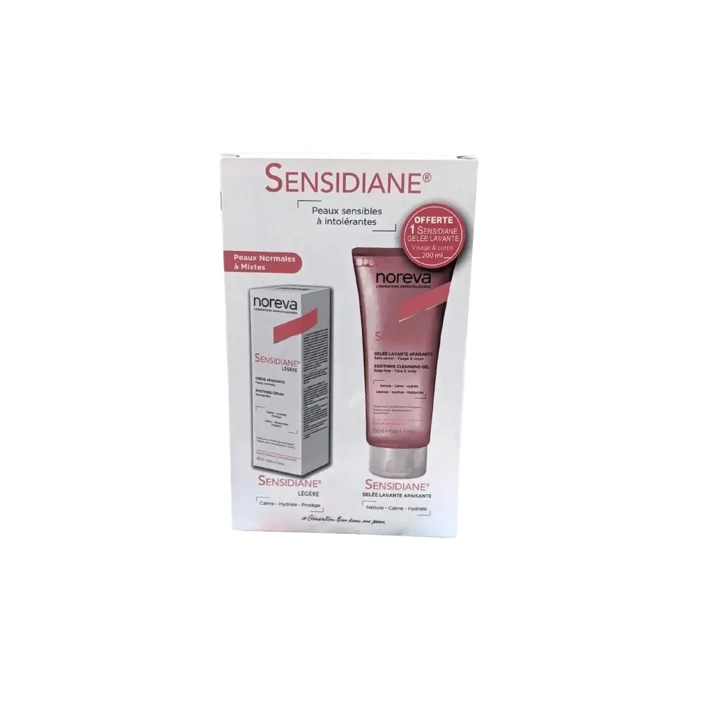 NOREVA باقة Sensidiane كريم مهدئ خفيف 40 مل = جل غسول Sensidiane هدية