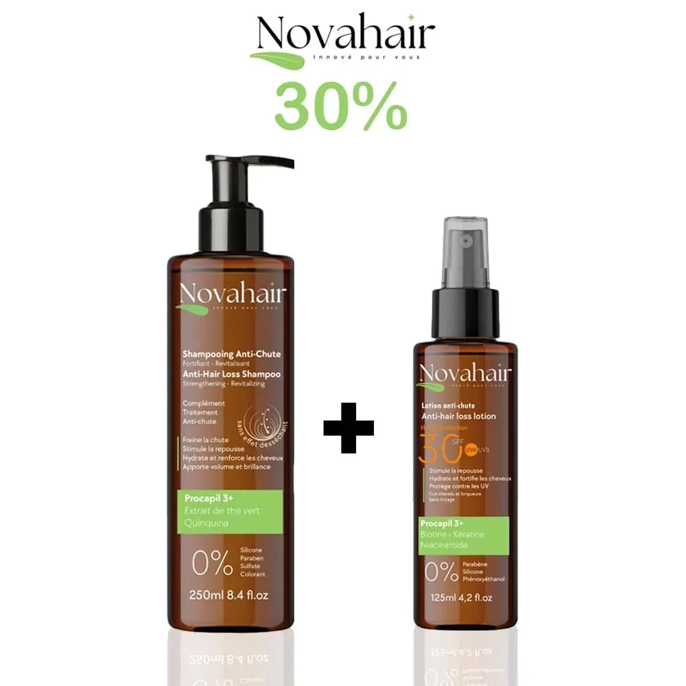 NOVAHAIR باقة لوشن ضد التساقط SPF30 125 مل + شامبو ضد التساقط 250 مل