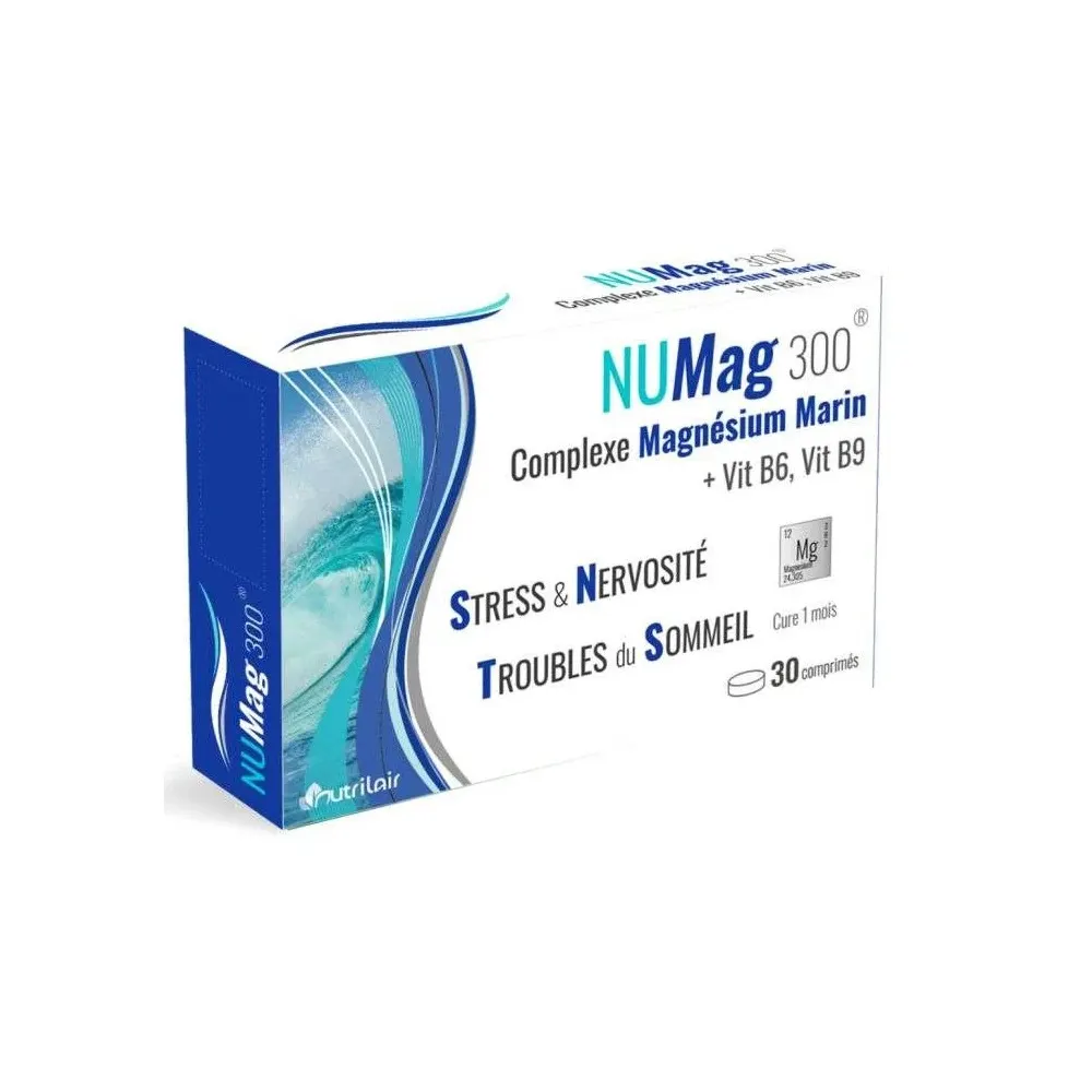 NUTRLAIR NUMag 300 مركب المغنيزيوم البحري + فيتامين B6 وفيتامين B9