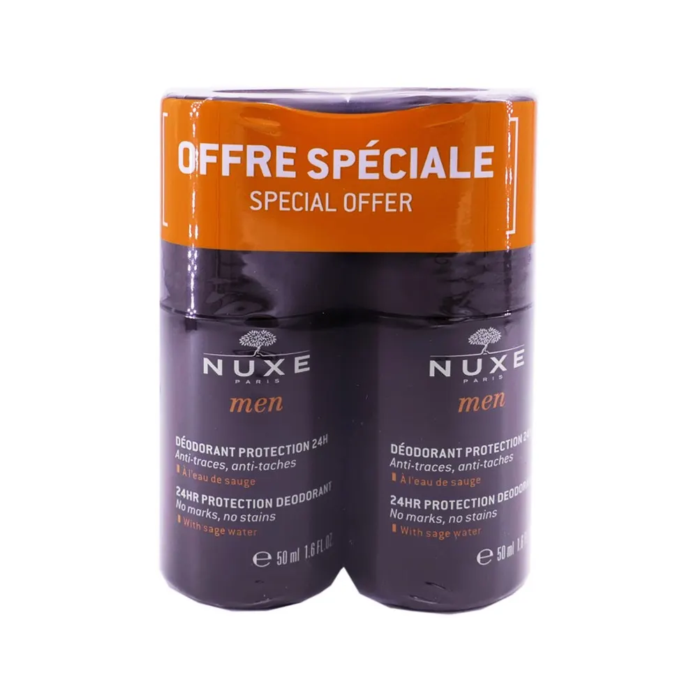 NUXE MEN ثنائي مزيل عرق حماية 24 ساعة 2×50 مل