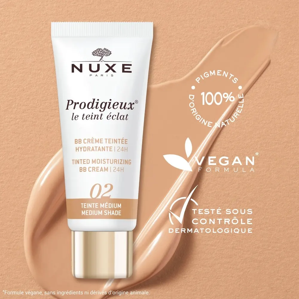 NUXE PRODIGIEUX LE TEINT ECLAT 02 BB كريم مرطب متوسط 30 مل