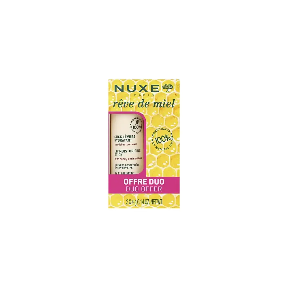NUXE Rêve de Miel Baume Lèvres Hydratant Miel de Tournesol 2x4 g