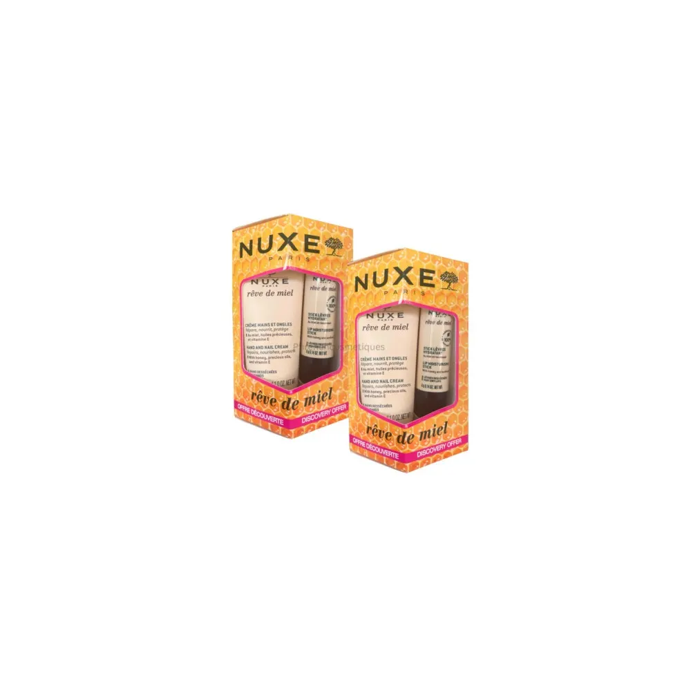 NUXE Rêve de Miel Discovery عرض كريم لليدين والأظافر 30 مل + أحمر شفاه مرطب 4 غ