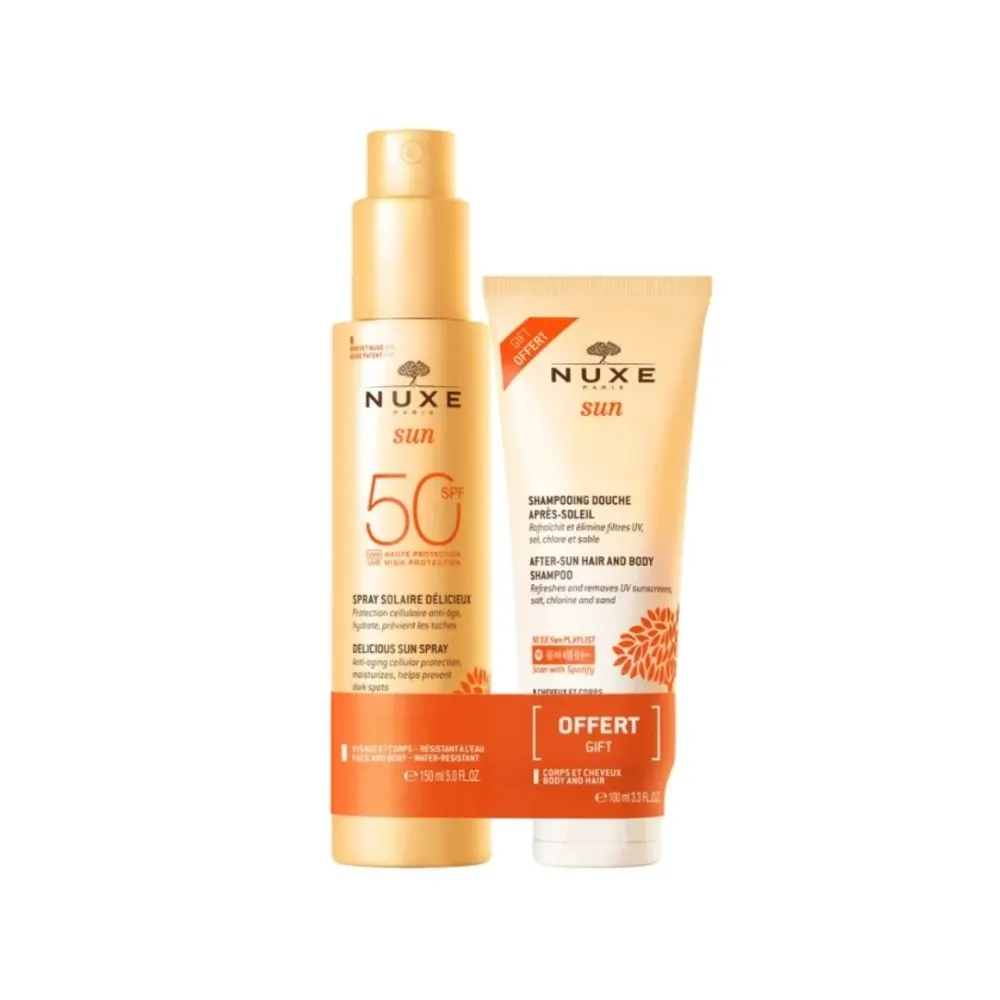 Nuxe Sun Lait fondant haute protection visage et corps SPF50 150 ml + Shampooing douche Nuxe 100 ml