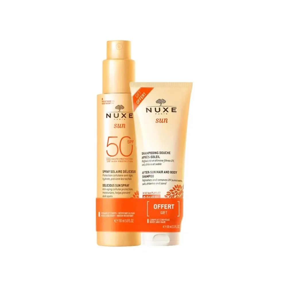NUXE SUN PACK DELICIOUS SOLAR SPRAY 150 مل + شامبو ما بعد الشمس 100 مل
