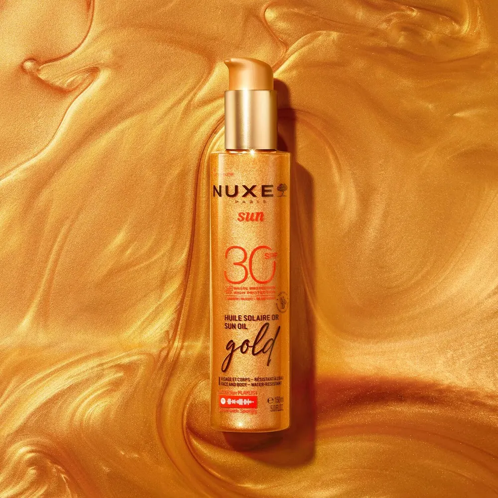 Nuxe Sun Huile Solaire Gold Haute Protection SPF30 + Crème fondante SPF50 50ml = Lait Après-Soleil 50ml + Sac +serviette sechante Offerts