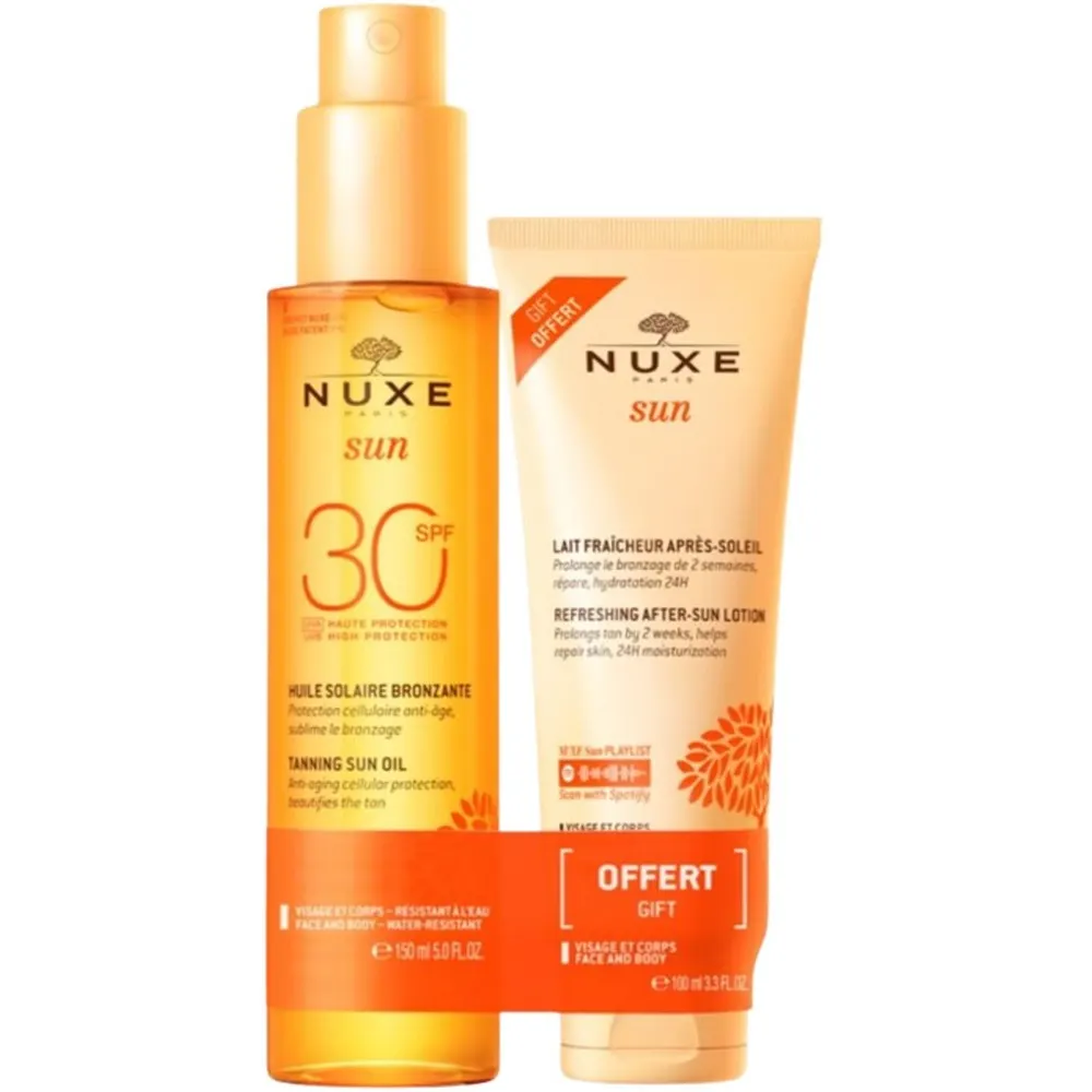 NUXE Sun Pack Huile Solaire Bronzante SPF30 150 ml + Lait Fraîcheur Après-Soleil 100 ml