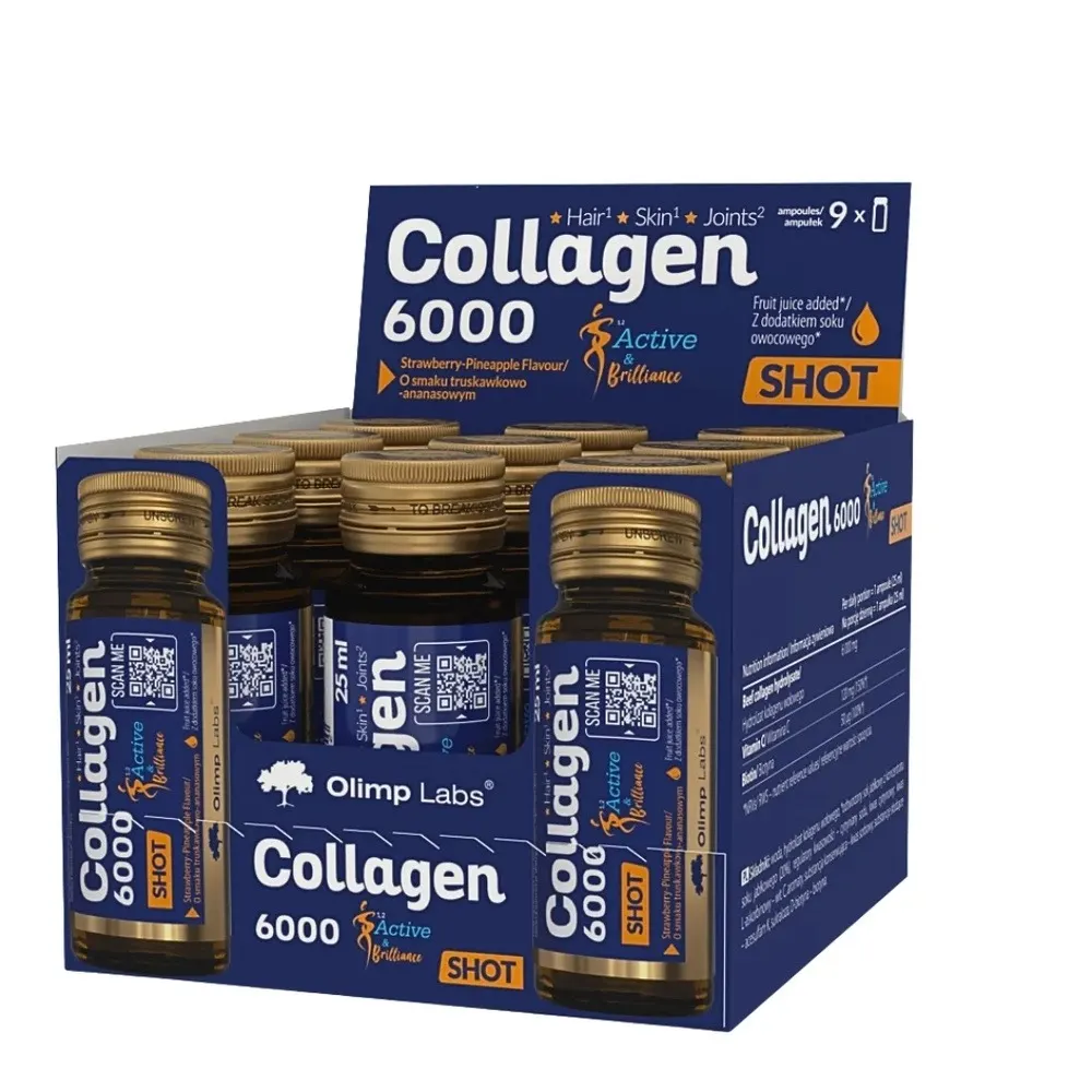 OLIMP LABS COLLAGEN 6000 للشعر والبشرة والمفاصل 9 × 25 مل شوت