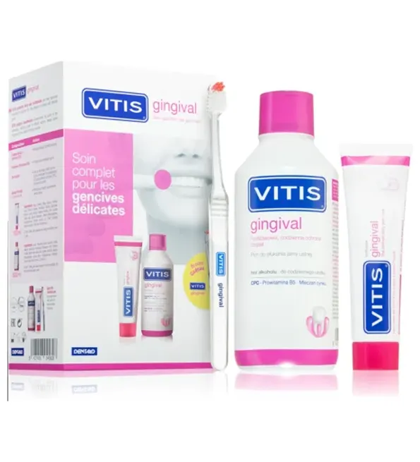 PACK VITIS GINGIVAL غسول الفم 500 مل + YOOTHPASTE معجون أسنان 100 مل + فرشاة أسنان