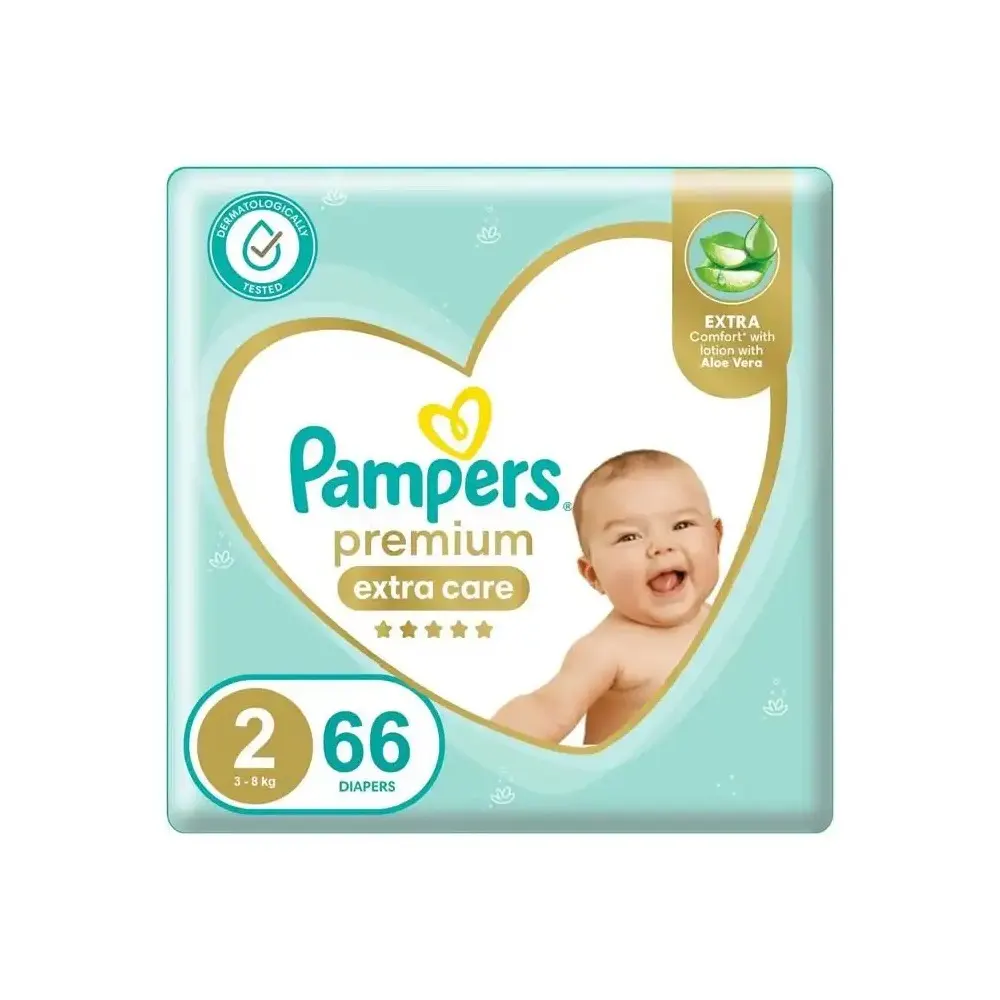PAMPERS Couches Premium Extra Care Taille 2 (3-8kg) - 66 unités