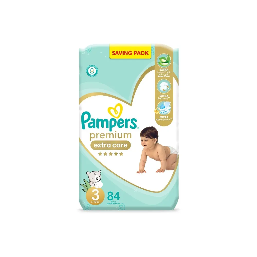 PAMPERS Couches Premium Extra Care Taille 3 (6-10kg) - 58 unités