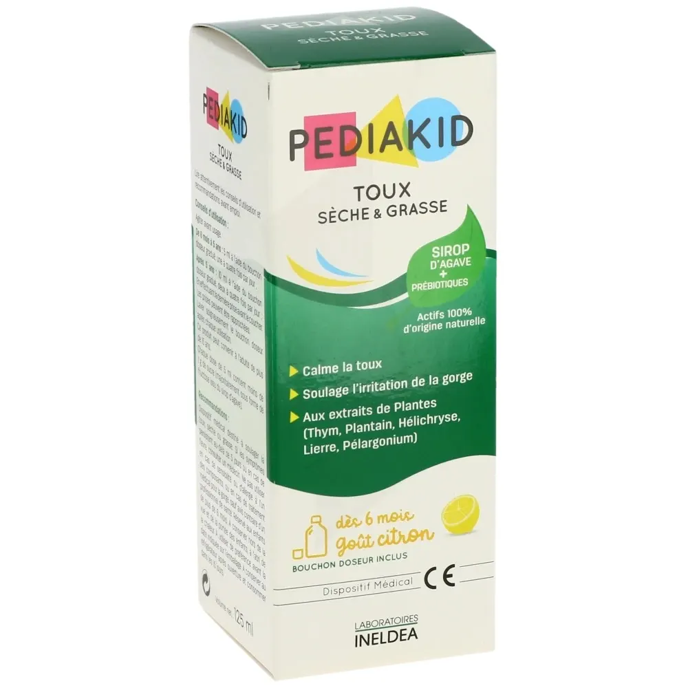 PEDIAKID السعال الجاف والمنتج بنكهة الليمون 125 مل