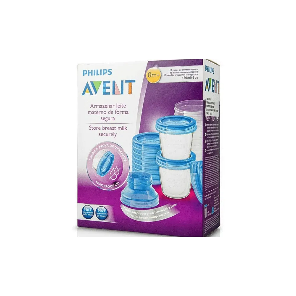 Philips Avent أكواب حفظ حليب الأم قابلة لإعادة الاستعمال 0 شهر+ 180 مل x10
