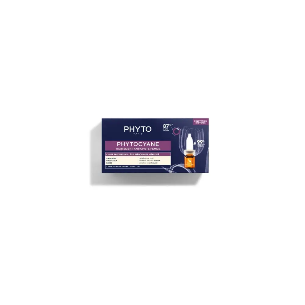 Phyto Phytocyane Anti-Chute Femme - 87% Chute Freinée -12 Fioles X 5ml