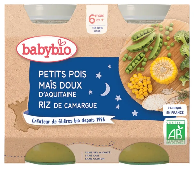 BabyBio وعاء Bonne Nuit ذرة أرز 200 غ