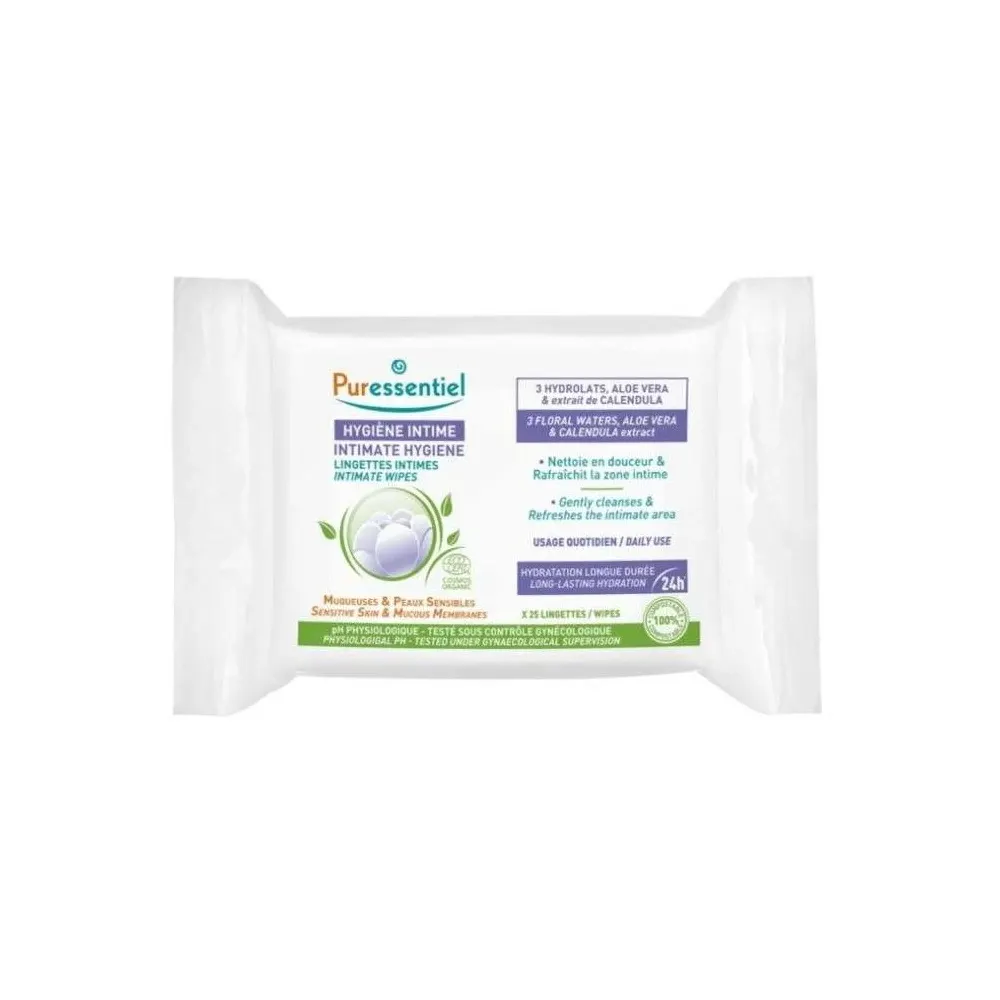 PURESSENTIEL INTIME LINGETTES *25 UNITES