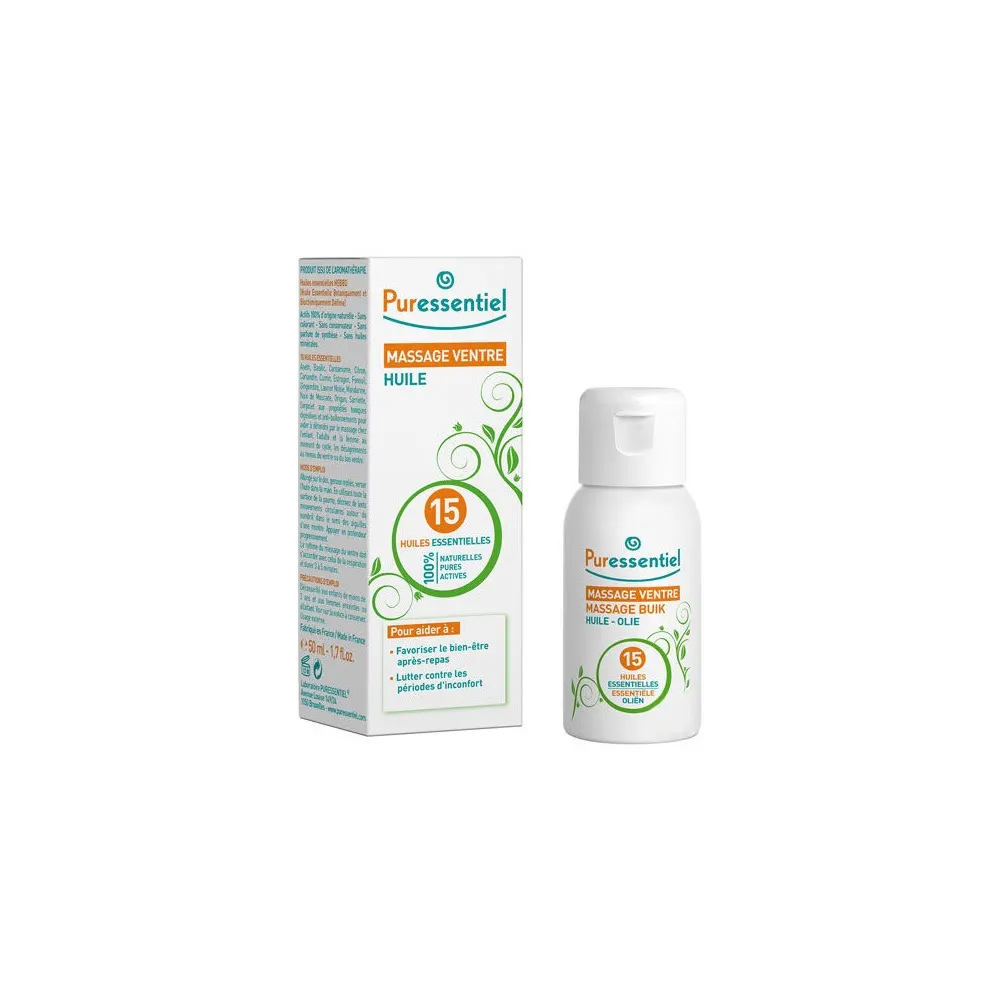PURESSENTIEL MASSAGE VENTRE HUILE 15 HUILES ESSENTIELLES 50ML