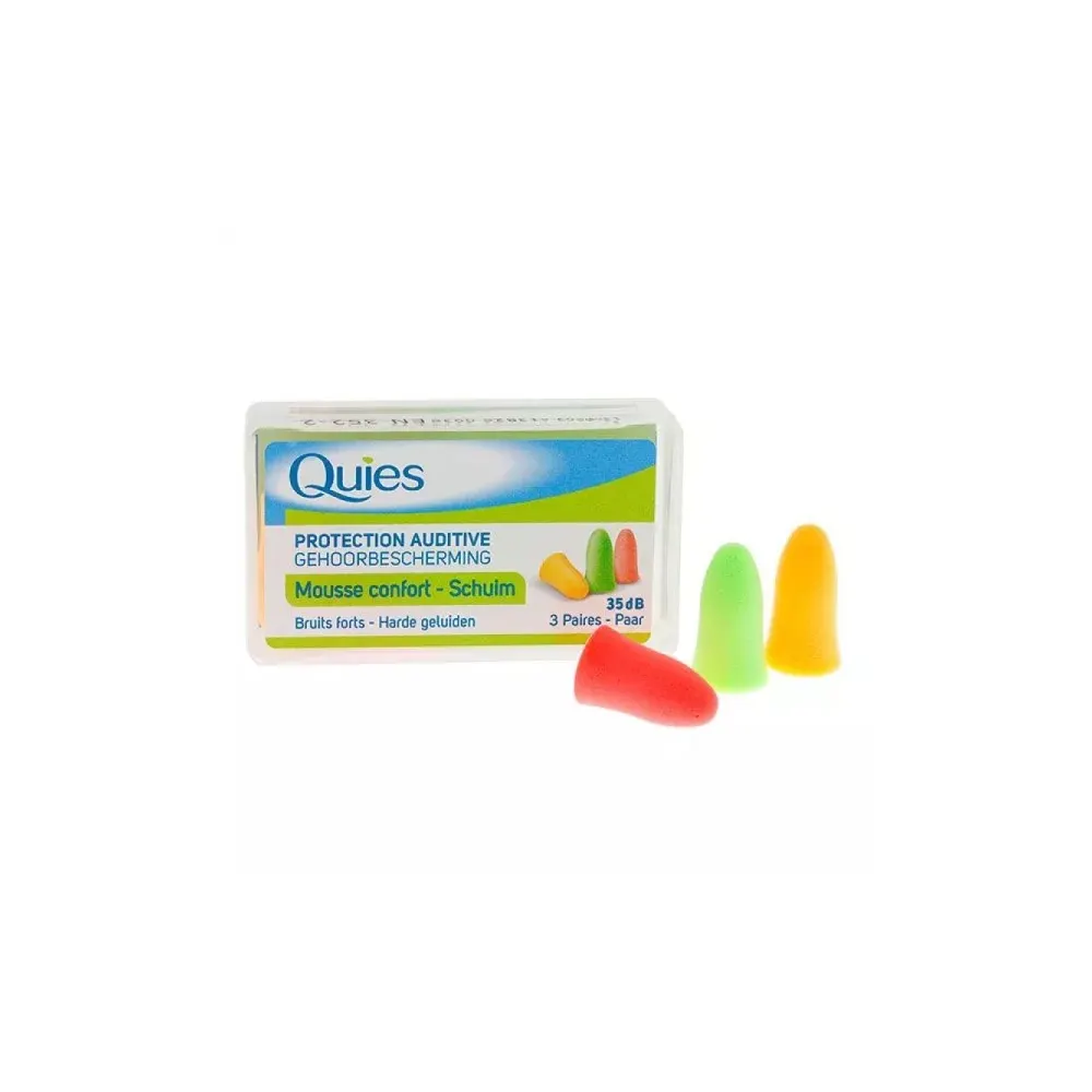 Quies Mousse Anti-Bruit 3 Paires - Couleur : Couleur chair