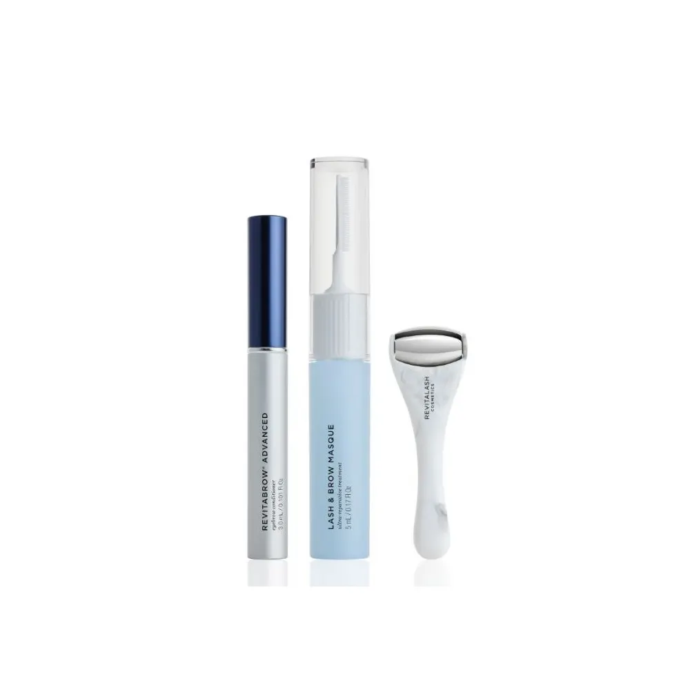 REVITALASH Ultimate Brow Collection - Revitabrow Advanced 3.0ml + Lash & Brow Masque 5.0ml + Depuffing Eye Roller
