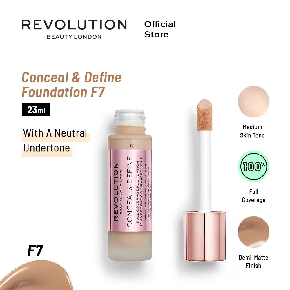 Revolution Conceal & Define Foundation F7 كريم أساس