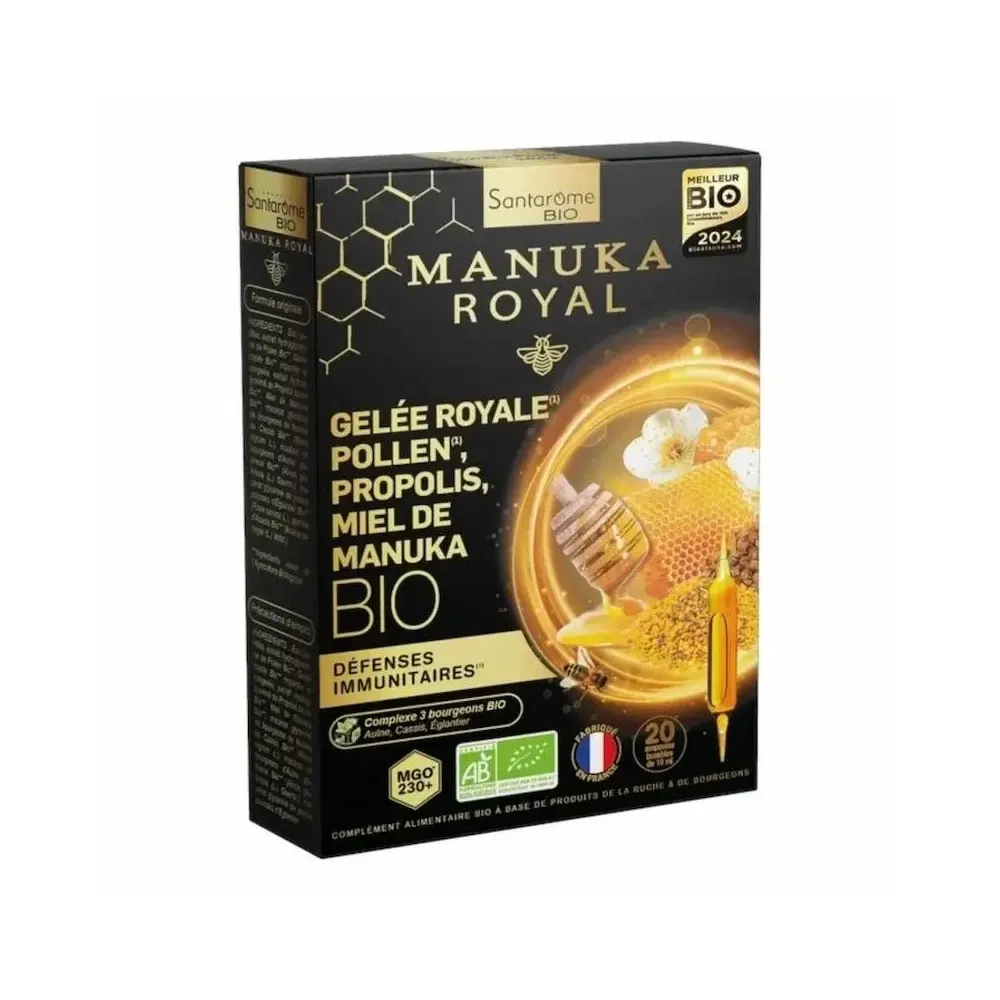 Santarome Bio Manuka Royal غذاء ملكي وحبوب اللقاح 20 أمبولة 10 مل