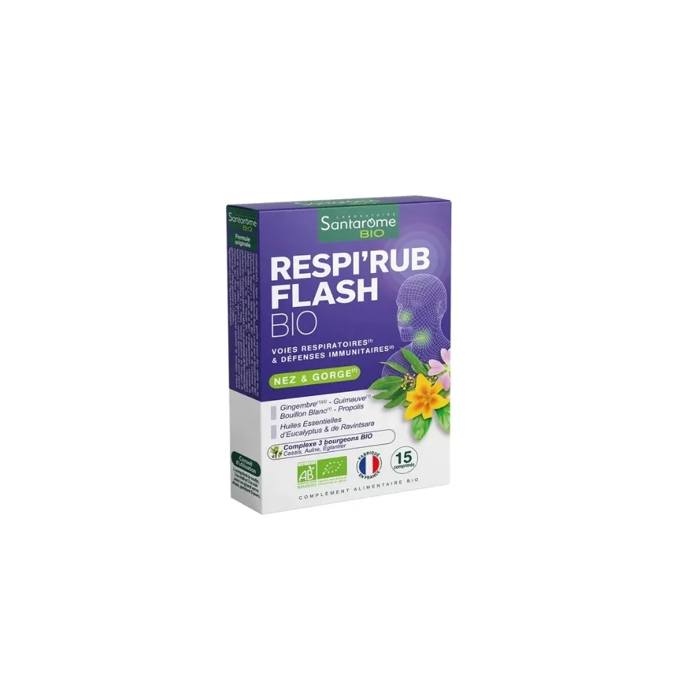 Santarome Respi'Rub Flash 15 قرص دفاعات طبيعية وراحة تنفسية
