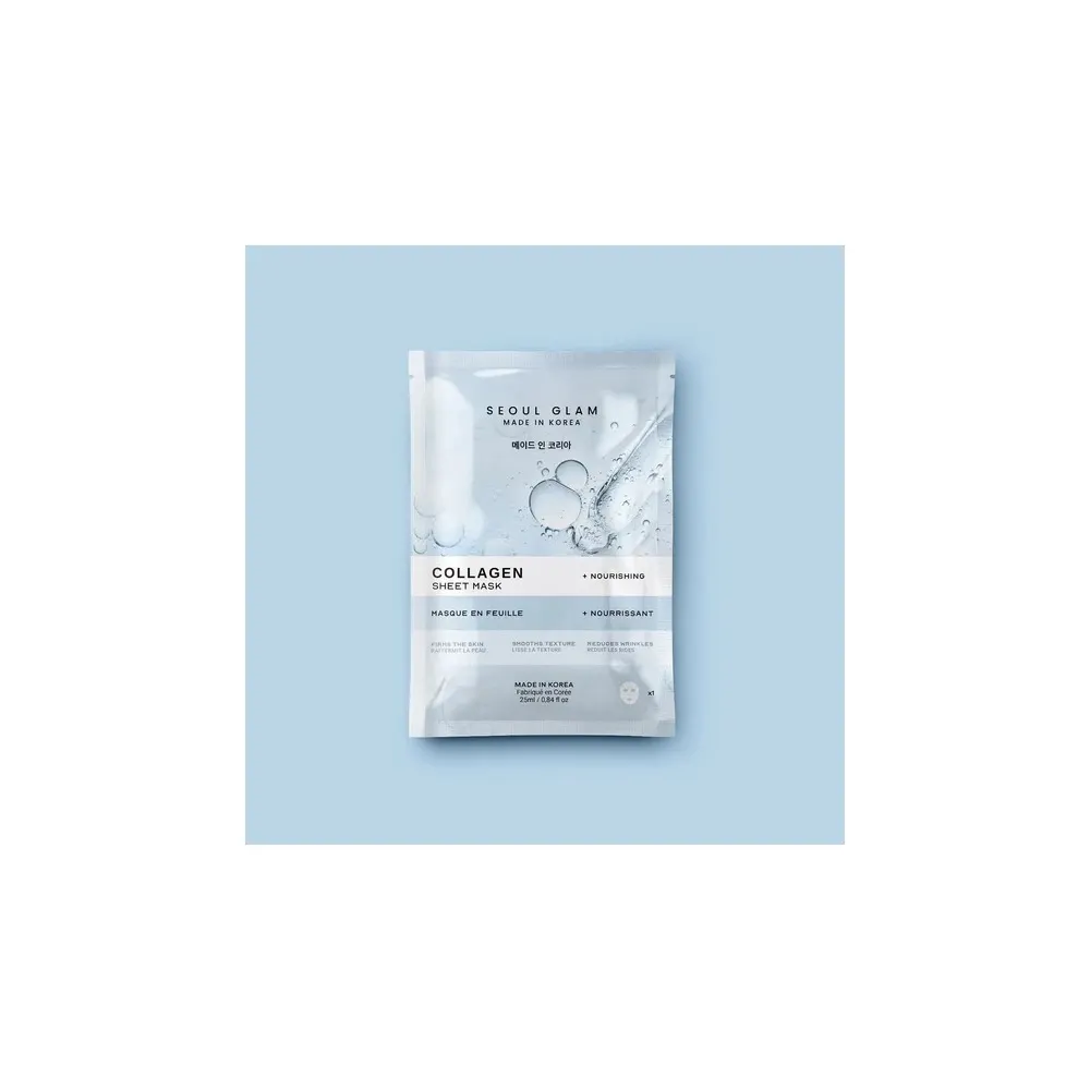 Seoul Glam Collagen Sheet Mask 25ml – Masque Tissu Raffermissant & Hydratant au Collagène