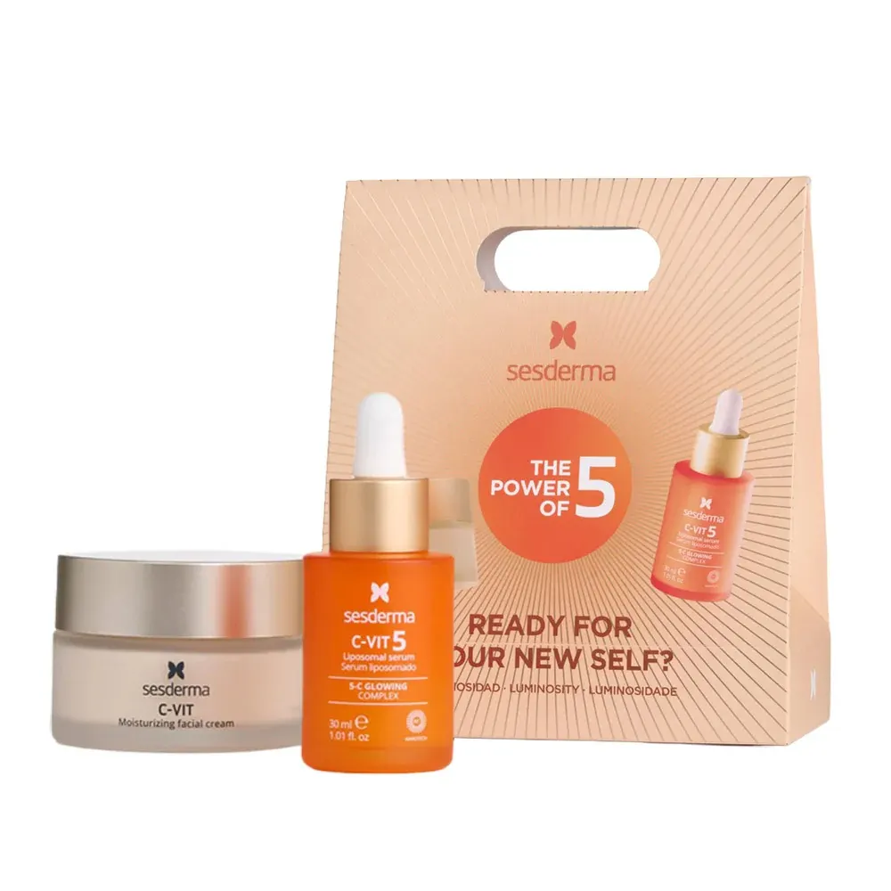Sesderma علبة The Power of 5 C-Vit Radiance Fluid 50 مل + C-Vit Serum Liposomal 30 مل