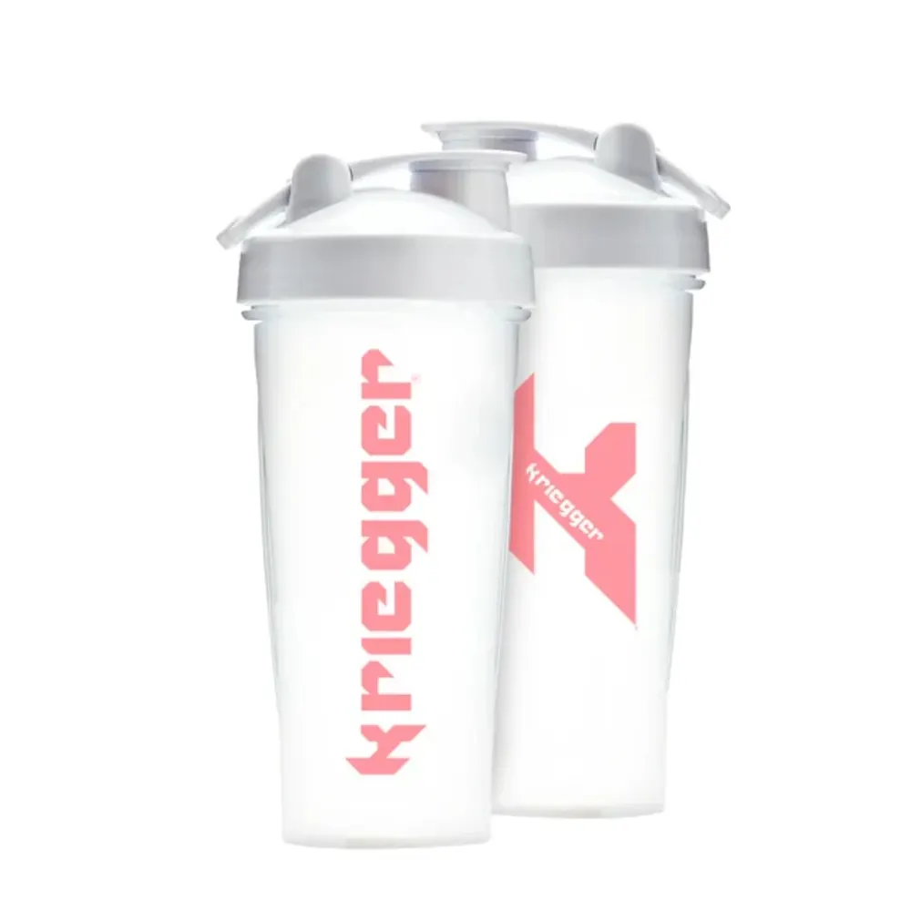 Shaker Krïegger 600 مل أبيض ووردي – شيكر رياضي عملي ومحكم