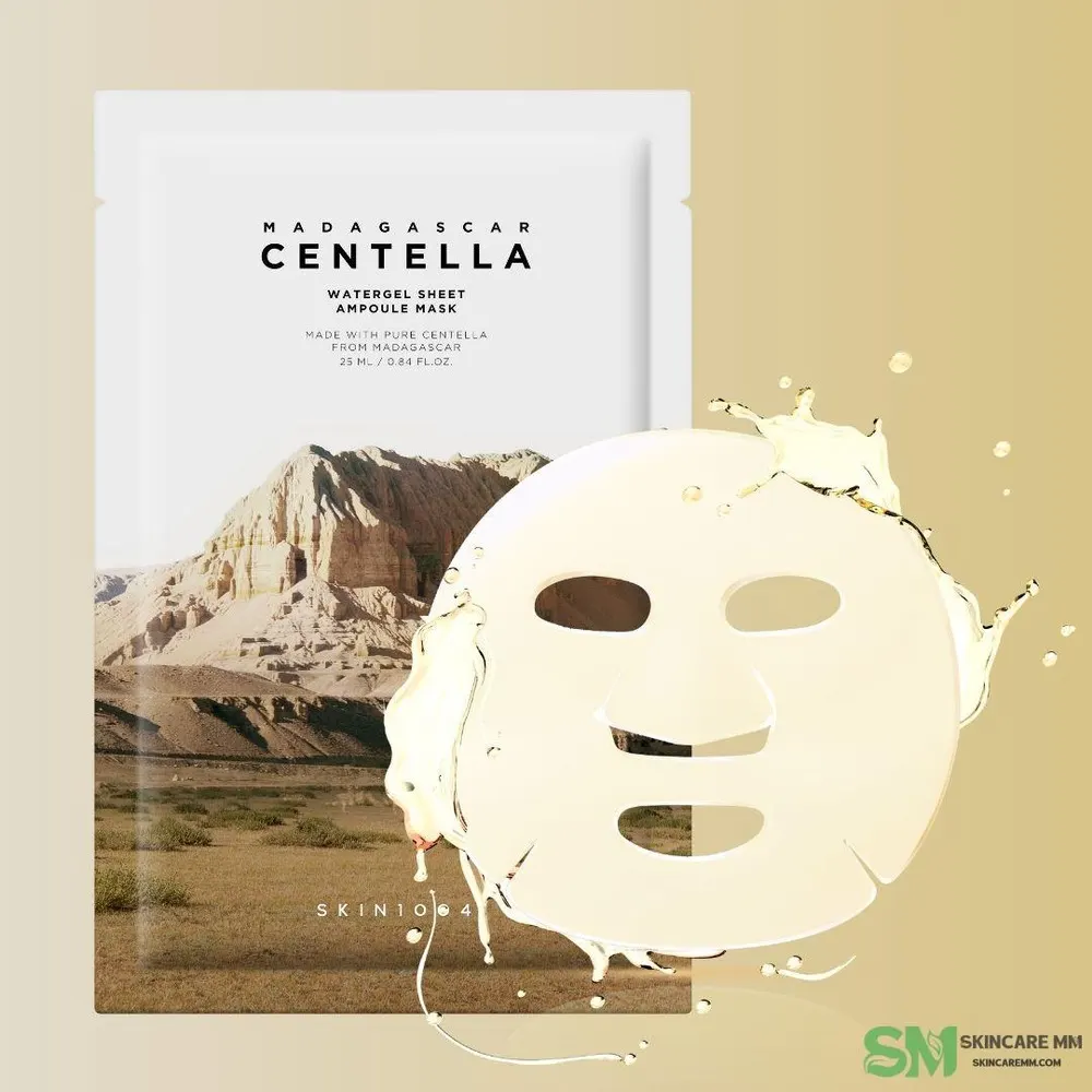 Skin 1004 عبوة Madagascar Centella Watergel Sheet Ampoule قناع 5 وحدات