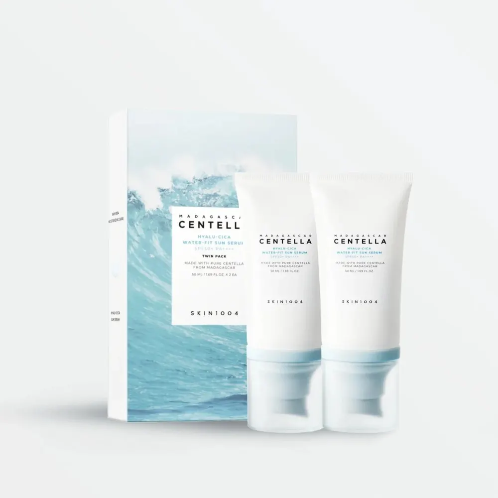 Skin 1004 عبوة Twin Centella Hyalu Cica Water Fit Sun Serum SPF50 50 مل × 2